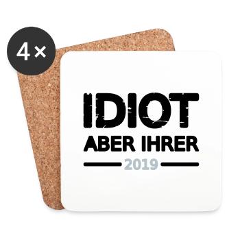Idiot Pärchen 2019 Mann Design Motiv Grunge Vector - Untersetzer (4er-Set) - Weiß - Vorne
