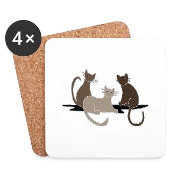 Katzen - Untersetzer (4er-Set) - Weiß - Vorne