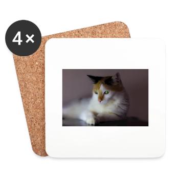 le chat au doux regard - Dessous de verre (lot de 4) - blanc - Devant