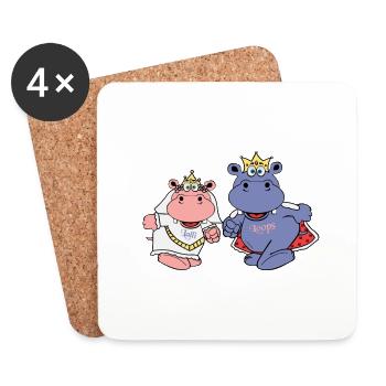 nilpferd hochzeit braut bräutigam ehe geschenk - Untersetzer (4er-Set) - Weiß - Vorne