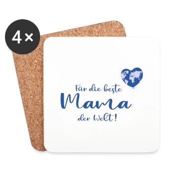 Für die beste Mama der Welt - Untersetzer (4er-Set) - Weiß - Vorne