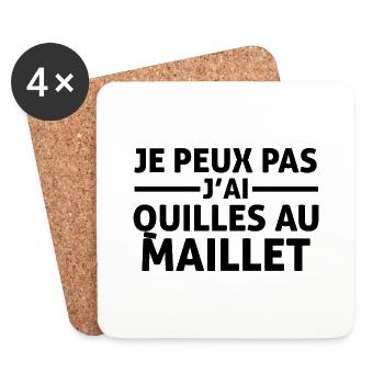 je peux pas j'ai Quilles au maillet - Dessous de verre (lot de 4) - blanc - Devant