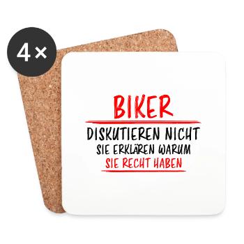 Biker Lustig Spruch Bike Fahrrad Motorrad Geschenk - Untersetzer (4er-Set) - Weiß - Vorne