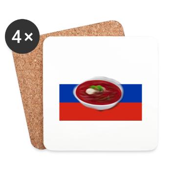 Borschtsch, Russische Suppe - Untersetzer (4er-Set) - Weiß - Vorne