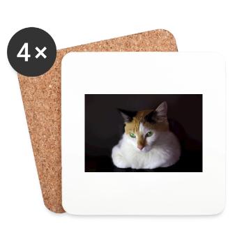 Nina die Katze - Untersetzer (4er-Set) - Weiß - Vorne