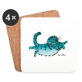 bleu Fluffy - Dessous de verre (lot de 4) - blanc - Devant