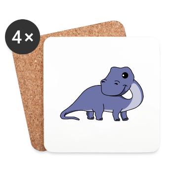Dinosaur brontosaurus Comic - Coasters (set of 4) - white - Front