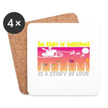 L’histoire de Noël est une histoire d’amour - Dessous de verre (lot de 4) - blanc - Devant