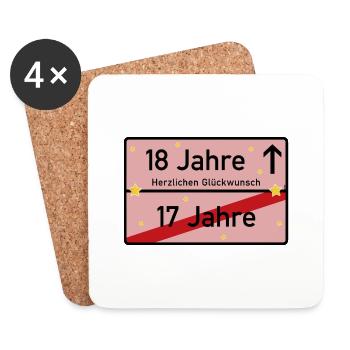 18 Jahre Ortsschild Herzlichen Glückwunsch Rosa - Untersetzer (4er-Set) - Weiß - Vorne