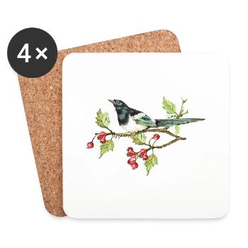 Bunter Vogel - Untersetzer (4er-Set) - Weiß - Vorne