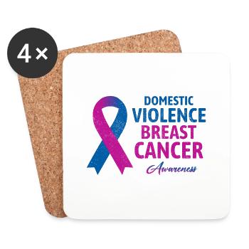 Domestic Violence And Breast Cancer Awareness - Coasters (set of 4) - white - Front