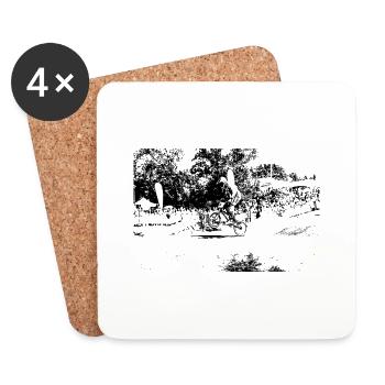 bmx race racing atv motocross - Coasters (set of 4) - white - Front