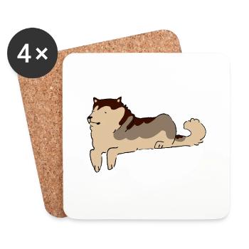 Malamute d’Alaska - Dessous de verre (lot de 4) - blanc - Devant