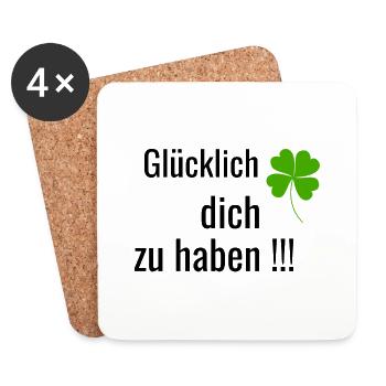 Glücklich dich zu haben - Untersetzer (4er-Set) - Weiß - Vorne