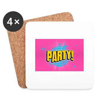 Party Disco Comic Style Bubble Graffiti Lettering - Dessous de verre (lot de 4) - blanc - Devant
