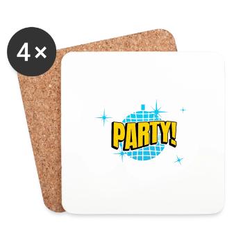 Party Disco Comic Style Bubble Graffiti Lettering - Dessous de verre (lot de 4) - blanc - Devant