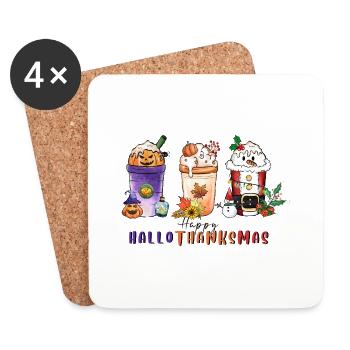 Happy Hallothanksmas - Dessous de verre (lot de 4) - blanc - Devant