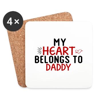 Mon cœur appartient à papa - Dessous de verre (lot de 4) - blanc - Devant
