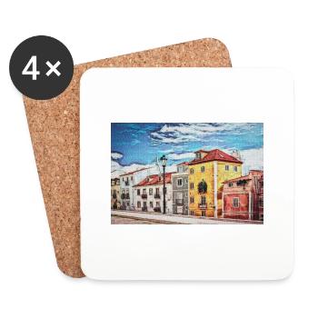 Vintage Color Buildings Row -Lisbon Portugal Lover - Dessous de verre (lot de 4) - blanc - Devant