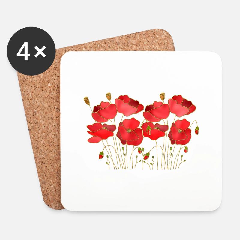 Blumen - Untersetzer (4er-Set) - Weiß