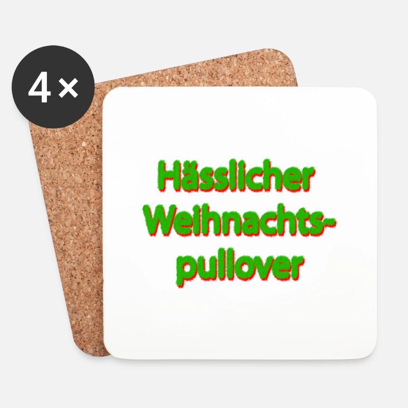 Hässlicher Weihnachtspullover - Untersetzer (4er-Set) - Weiß