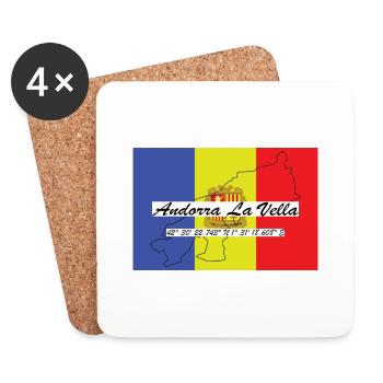 Andorra La Vella - Hauptstadt mit GPS & Flagge - Untersetzer (4er-Set) - Weiß - Vorne