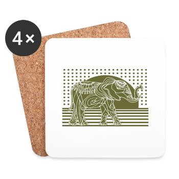 Éléphant - Dessous de verre (lot de 4) - blanc - Devant