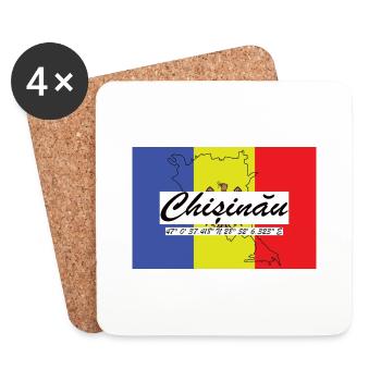 Chisinau - Hauptstadt mit GPS & Flagge - Untersetzer (4er-Set) - Weiß - Vorne