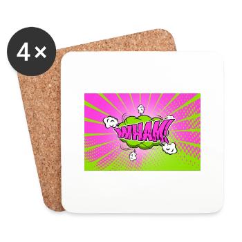 Schlag! Comic Style Bubble Graffiti Schriftzug - Untersetzer (4er-Set) - Weiß - Vorne