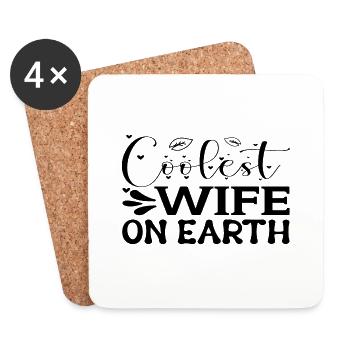 Coolest Wife on Earth - Coasters (set of 4) - white - Front