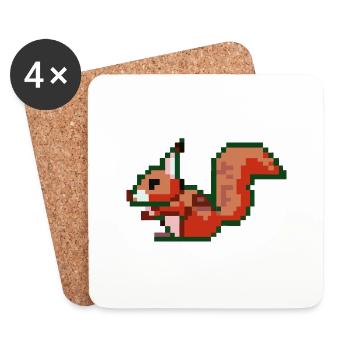 Squirrel Pixel Art Idée cadeau - Dessous de verre (lot de 4) - blanc - Devant