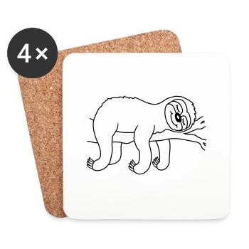 Sommeil paresseux fatigué détendu - Dessous de verre (lot de 4) - blanc - Devant