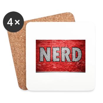 Nerd Graffiti auf Ziegelmauer - Untersetzer (4er-Set) - Weiß - Vorne