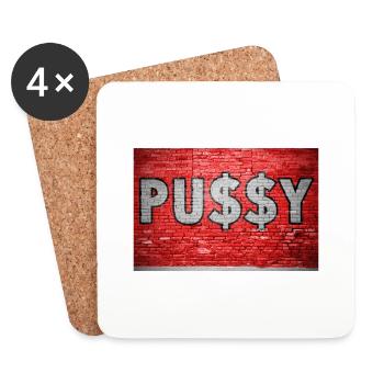 Pussy with Dollar Signs $ Ziegelsteinmauer Graffit - Untersetzer (4er-Set) - Weiß - Vorne