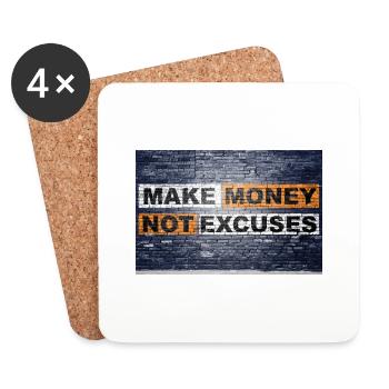 Make Money not Excuses saying lettering Graffiti - Coasters (set of 4) - white - Front