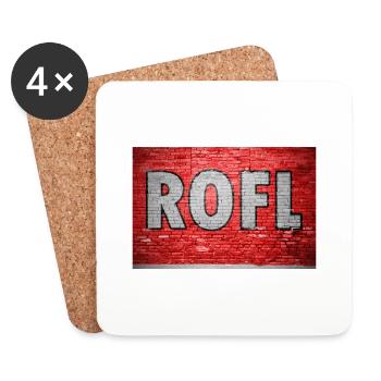 ROFL Ziegelsteinmauer Graffiti - Untersetzer (4er-Set) - Weiß - Vorne