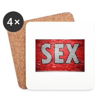 Sex Brick Wall Graffiti - Coasters (set of 4) - white - Front