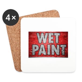 Wet Paint Ziegelsteinmauer Graffiti - Untersetzer (4er-Set) - Weiß - Vorne