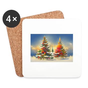 Artsy Christmas Trees - Coasters (set of 4) - white - Front