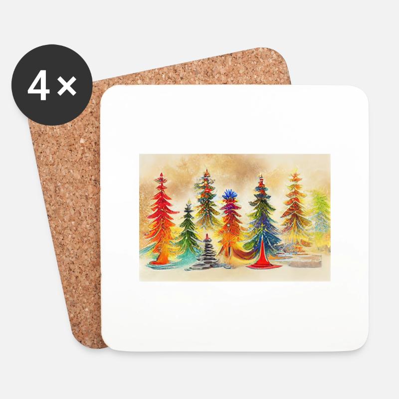 Artistic Christmas Tree - Coasters (set of 4) - white