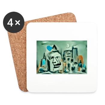 Visages de la ville - Dessous de verre (lot de 4) - blanc - Devant