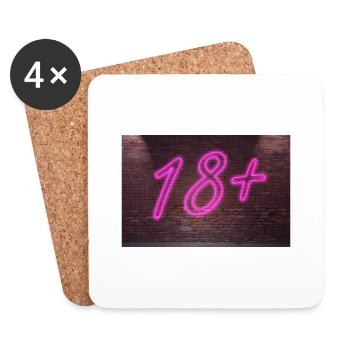 Neon-Altersbeschränkungen 18 + Schriftzug auf Brick Wall - Untersetzer (4er-Set) - Weiß - Vorne