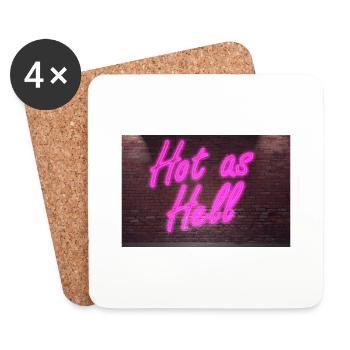 Neon sign Hot as Hell on brick wall - Coasters (set of 4) - white - Front