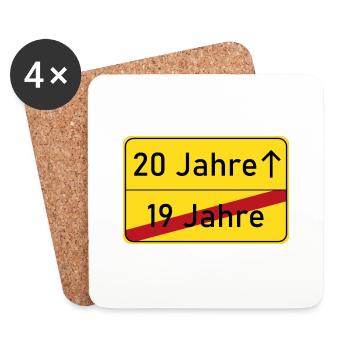 20. Geburtstag Ortsschild - Untersetzer (4er-Set) - Weiß - Vorne