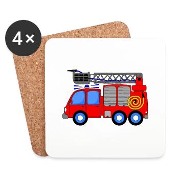 Fire engine children - Coasters (set of 4) - white - Front