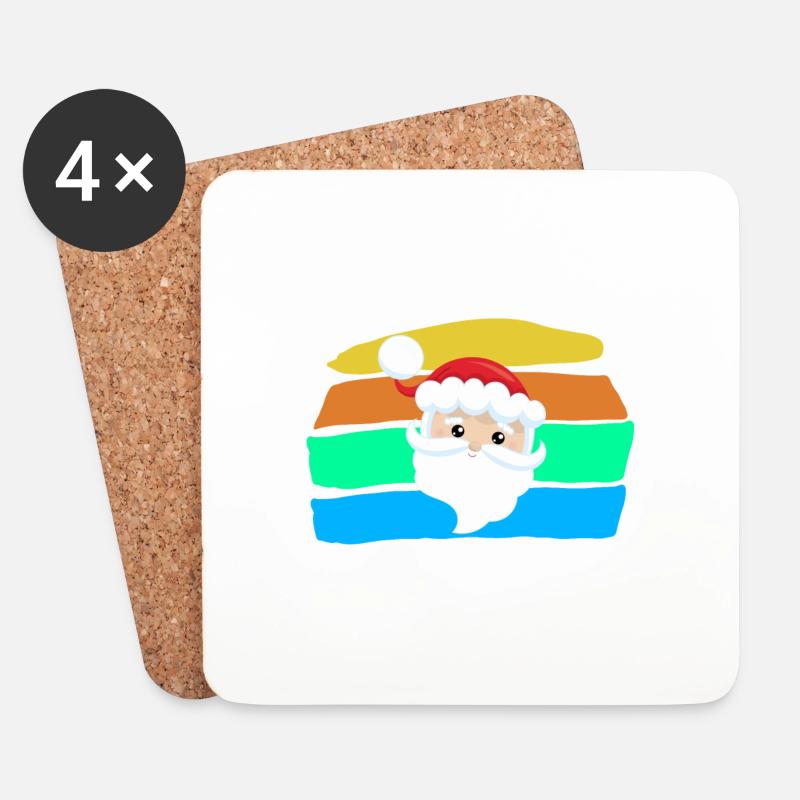 Weihnachtsmann - Untersetzer (4er-Set) - Weiß