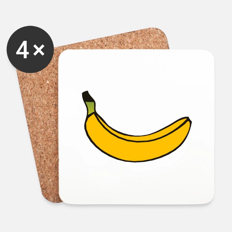 banane 7 A - Dessous de verre (lot de 4) - blanc