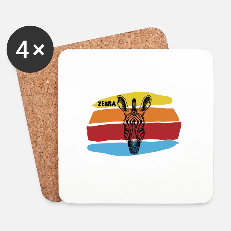 Zebra - Untersetzer (4er-Set) - Weiß