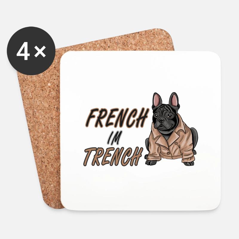 French im Trench - Untersetzer (4er-Set) - Weiß