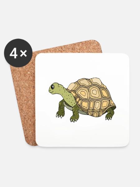 Schildkröte - Untersetzer (4er-Set) - Weiß